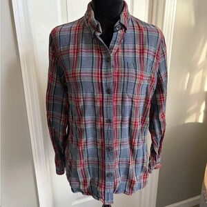 L.L. Bean Red and Gray Checkered Button-Down Shirt